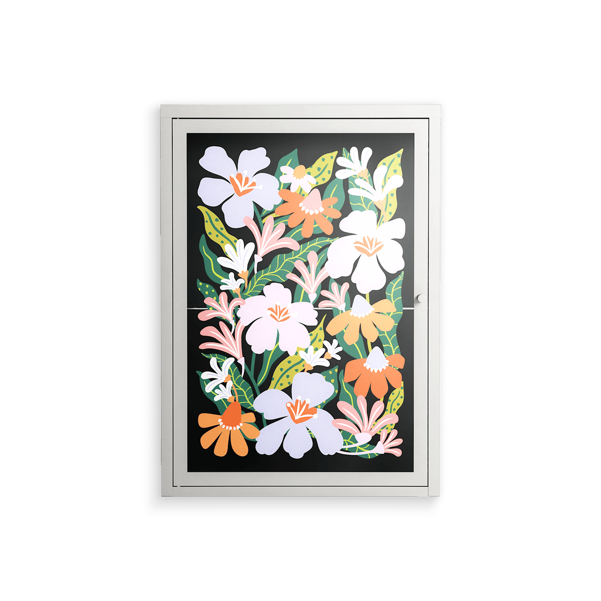 Floral Delight - Wall Cabinet - Sandra Hutter - Chalk - Overlay Glass
