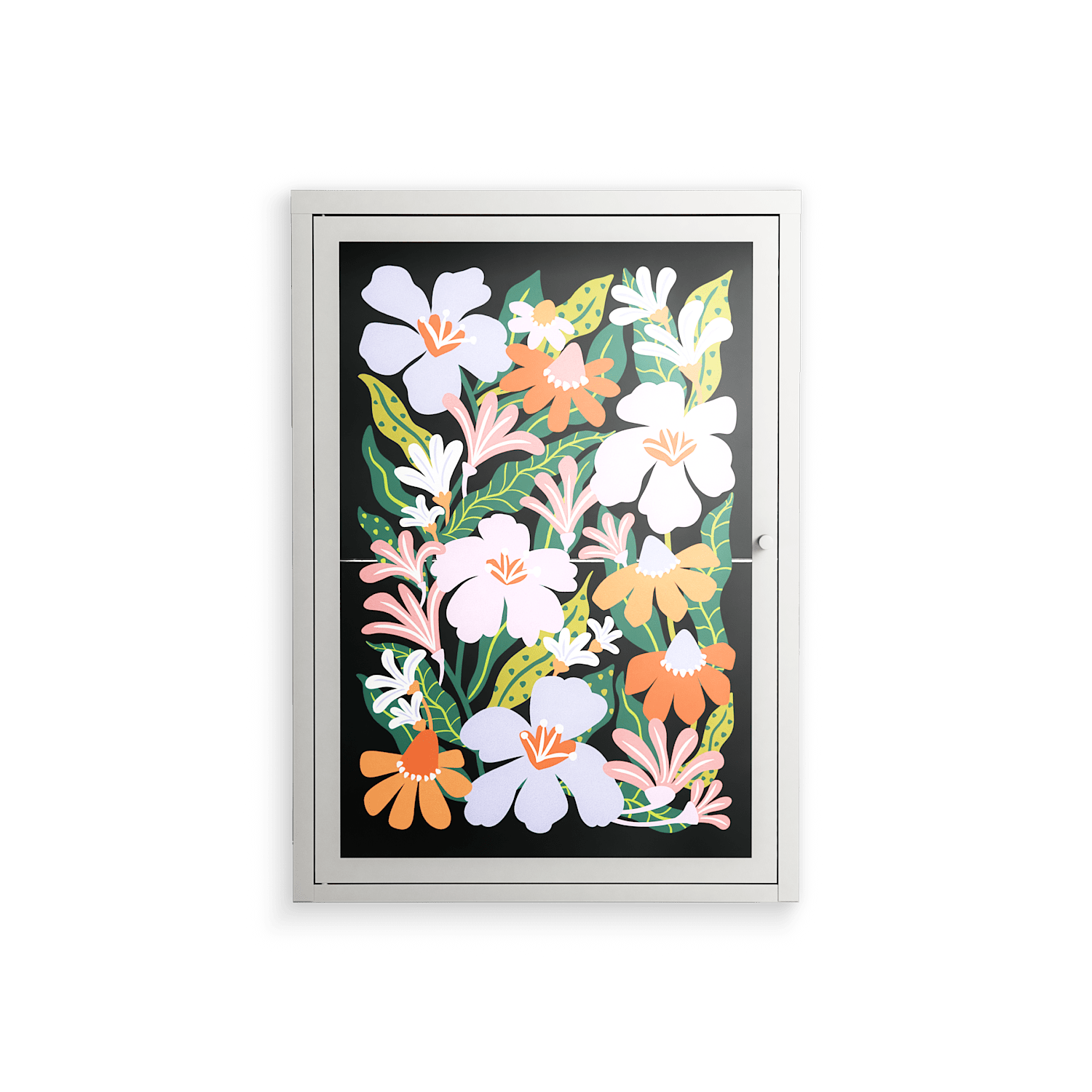Floral Delight - Wall Cabinet - Sandra Hutter - Chalk - Overlay Glass