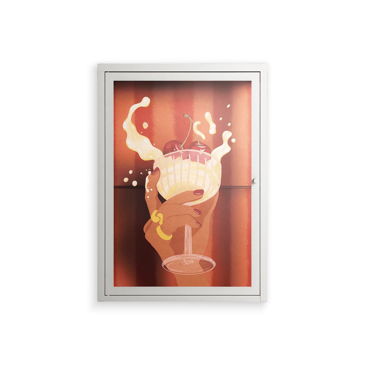 Drink And Cherries - Wall Cabinet - Raissa Oltmanns - Chalk - Overlay Glass