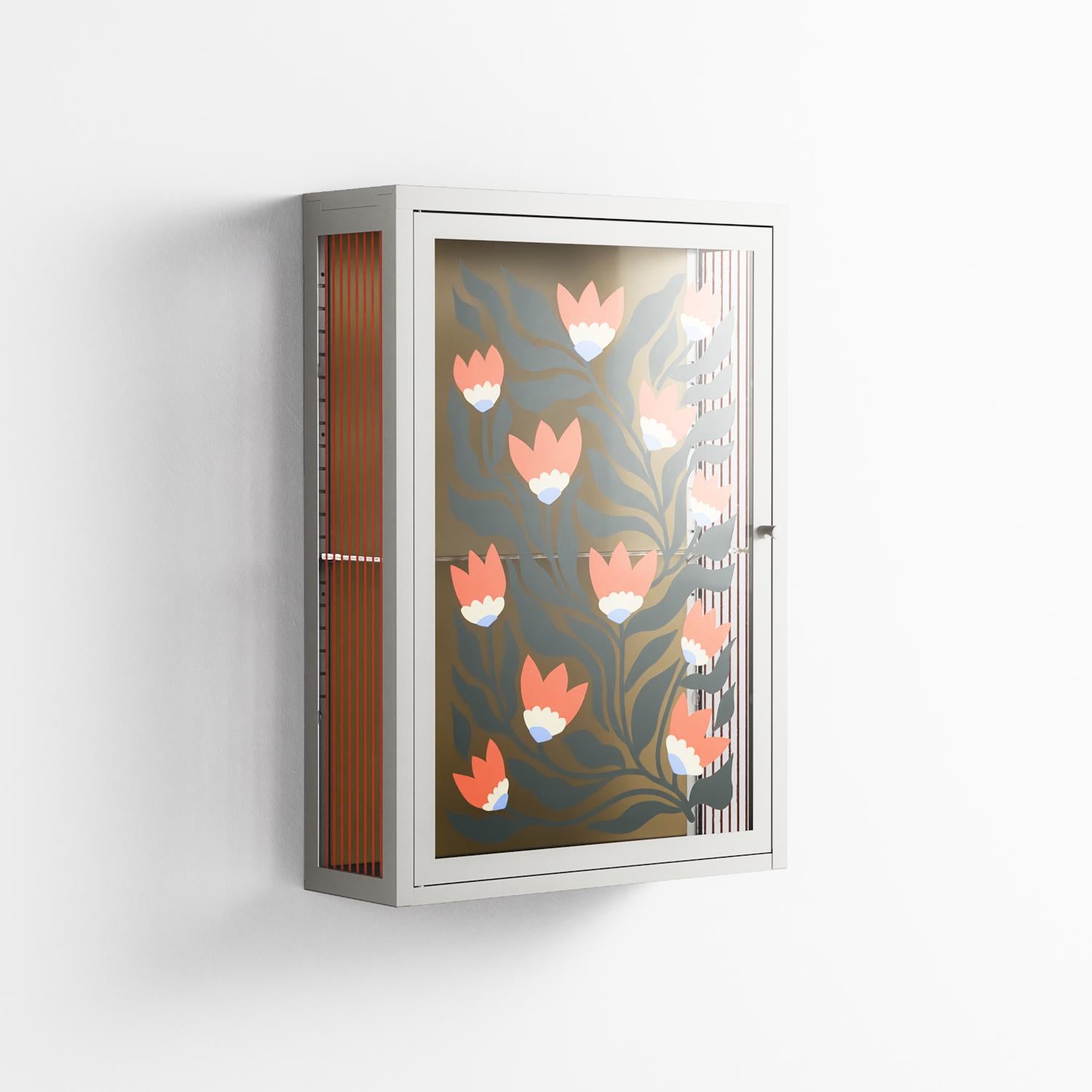 Blooming Folk Garden - Wall Cabinet - Sandra Hutter - Chalk - Overlay Glass