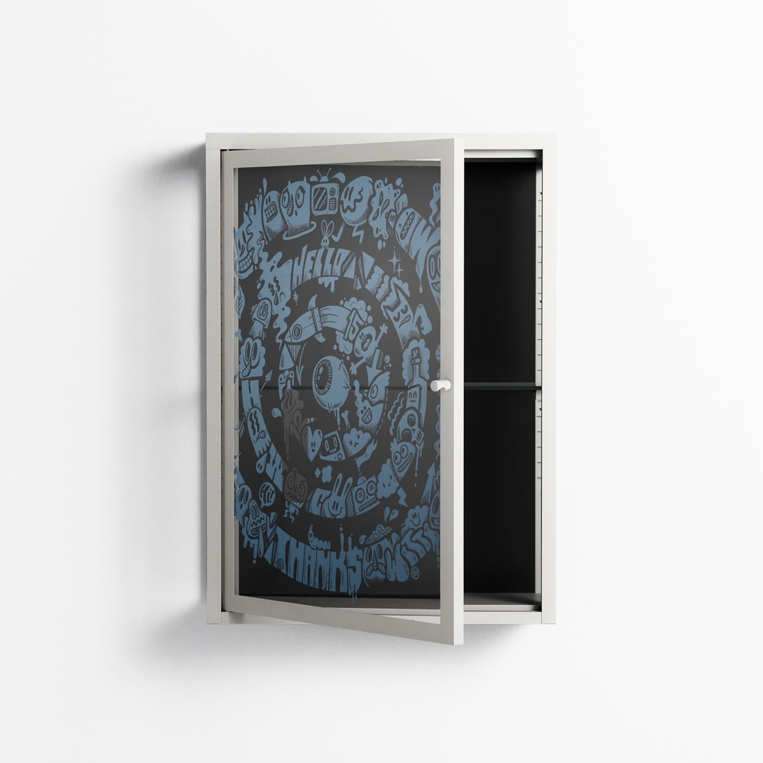 The Circles Of My Mind - Wall Cabinet - Craig Watkins - Chalk - Overlay Glass