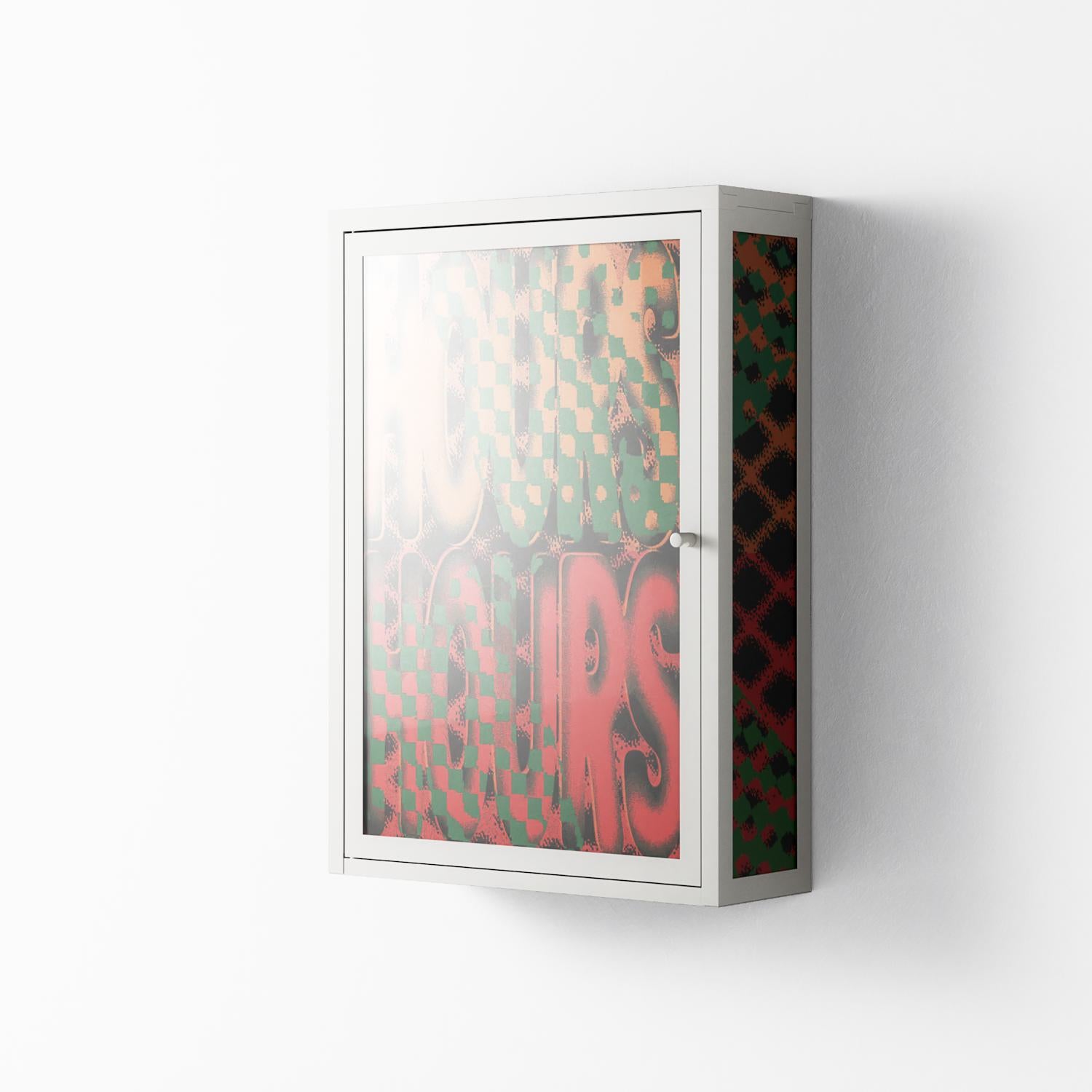 Hours - Wall Cabinet - Oluwaseyi Samuel Adebayo - Chalk - Overlay Glass