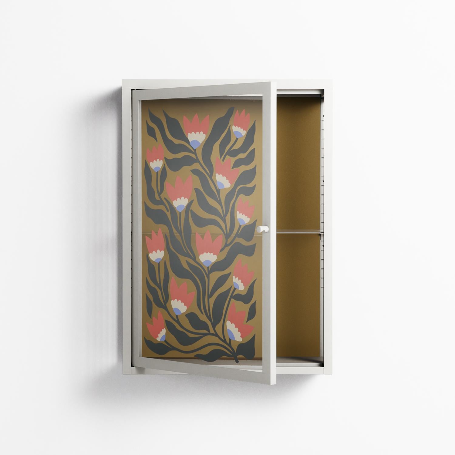Blooming Folk Garden - Wall Cabinet - Sandra Hutter - Chalk - Overlay Glass