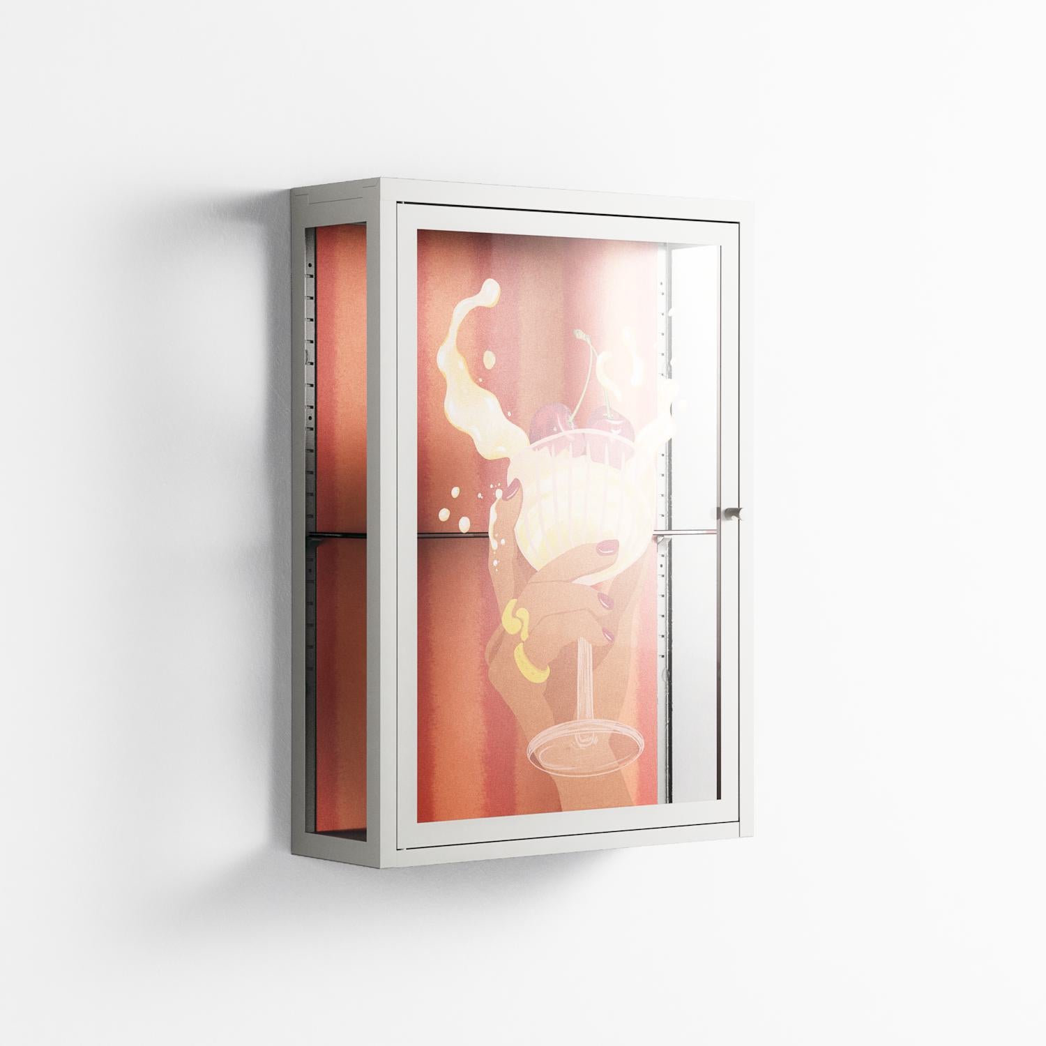 Drink And Cherries - Wall Cabinet - Raissa Oltmanns - Chalk - Overlay Glass