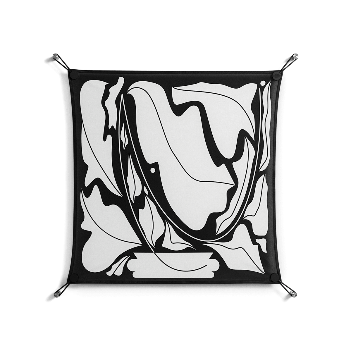 White Flowers - Work On Wall - Konrad Blaszczyk - Black - 70 x 70 cm