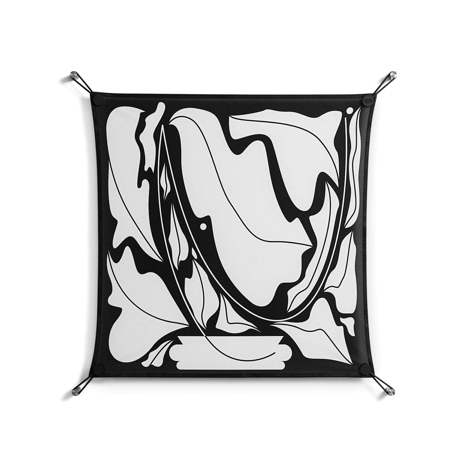 White Flowers - Work On Wall - Konrad Blaszczyk - Black - 70 x 70 cm