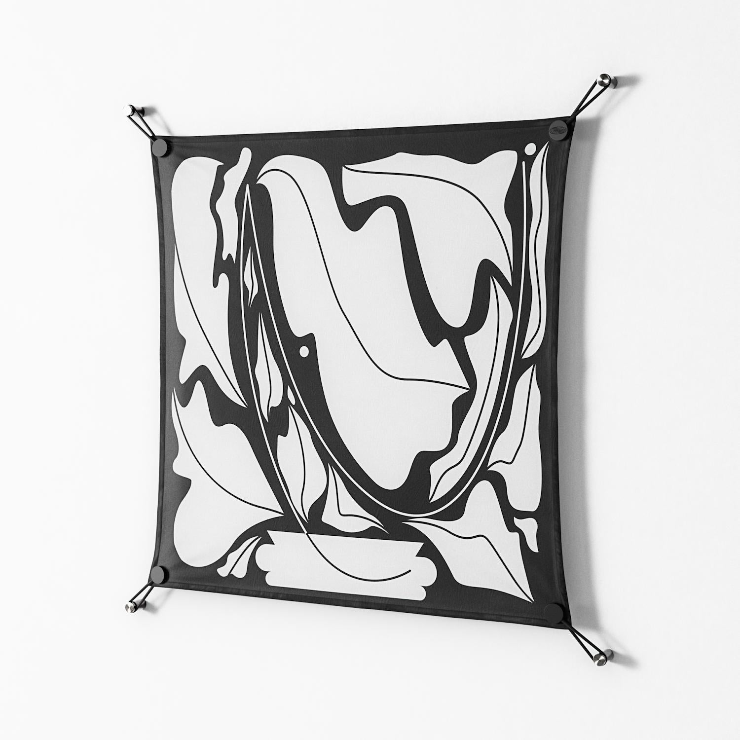 White Flowers - Work On Wall - Konrad Blaszczyk - Black - 70 x 70 cm