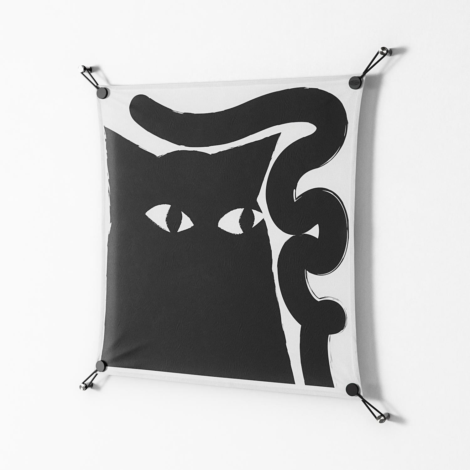 Black Cat - Work On Wall - Konrad Blaszczyk - Black - 70 x 70 cm