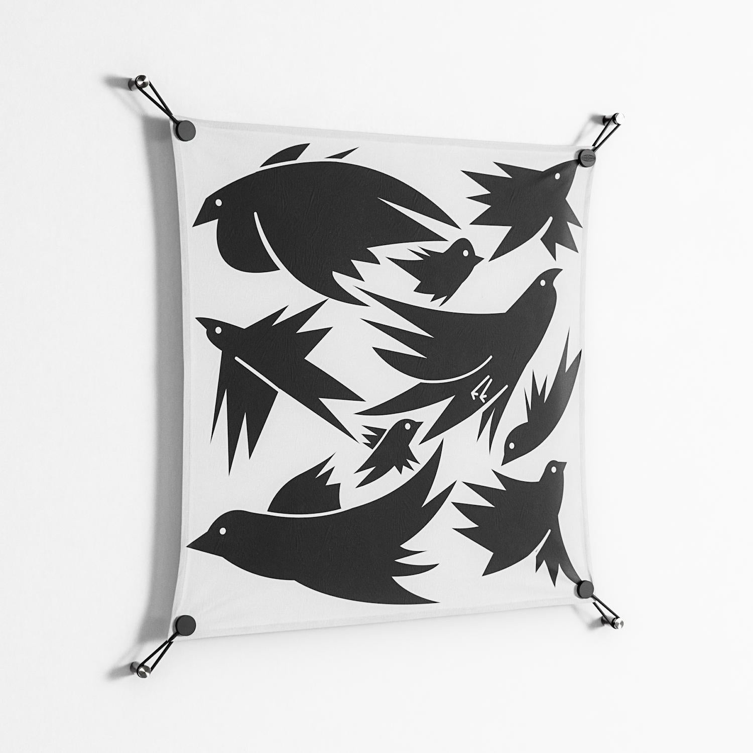 Black Birds - Work On Wall - Konrad Blaszczyk - Black - 70 x 70 cm