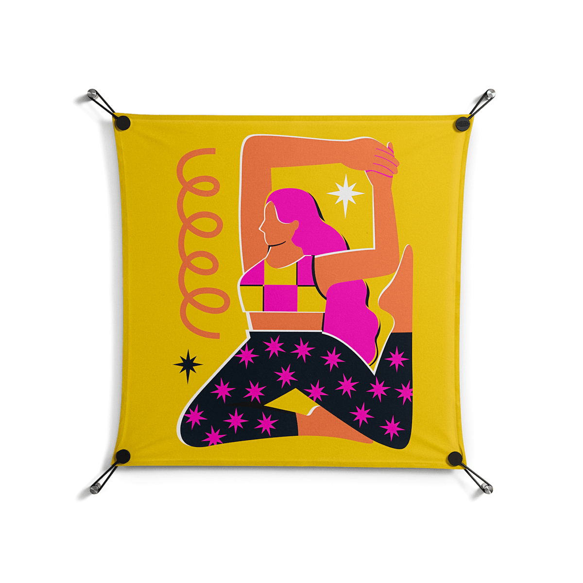 Yoga - Work On Wall - Heather Zhou - Black - 70 x 70 cm