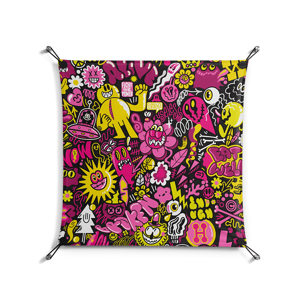 Pinky & Yellow - Work On Wall - Craig Watkins - Black - 70 x 70 cm