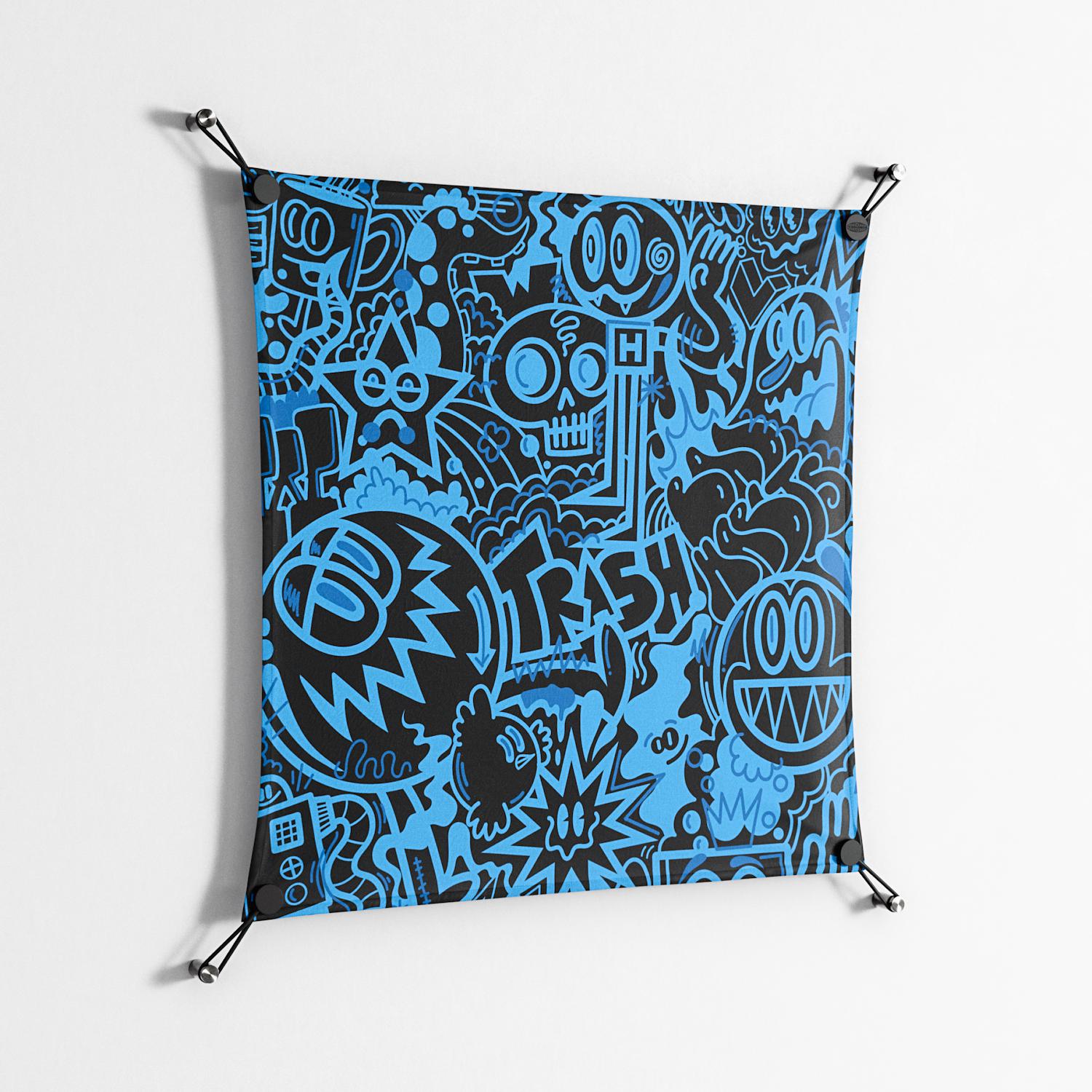 The Blue Line - Work On Wall - Craig Watkins - Black - 70 x 70 cm