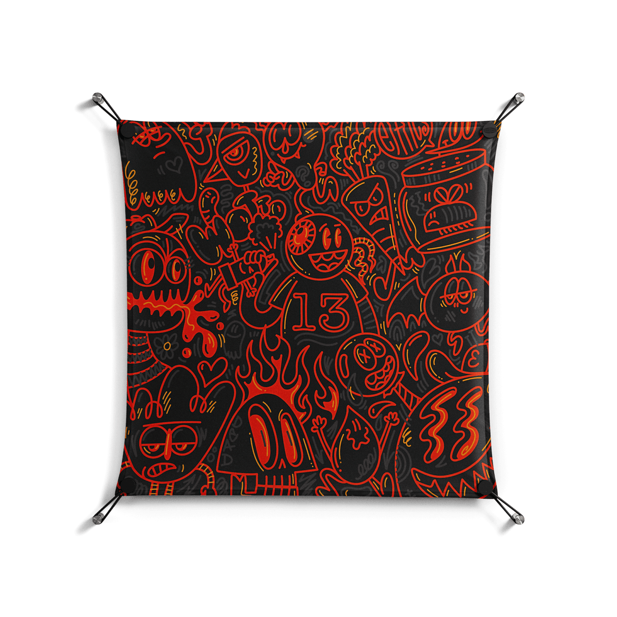 Wottosque Red - Work On Wall - Craig Watkins - Black - 70 x 70 cm
