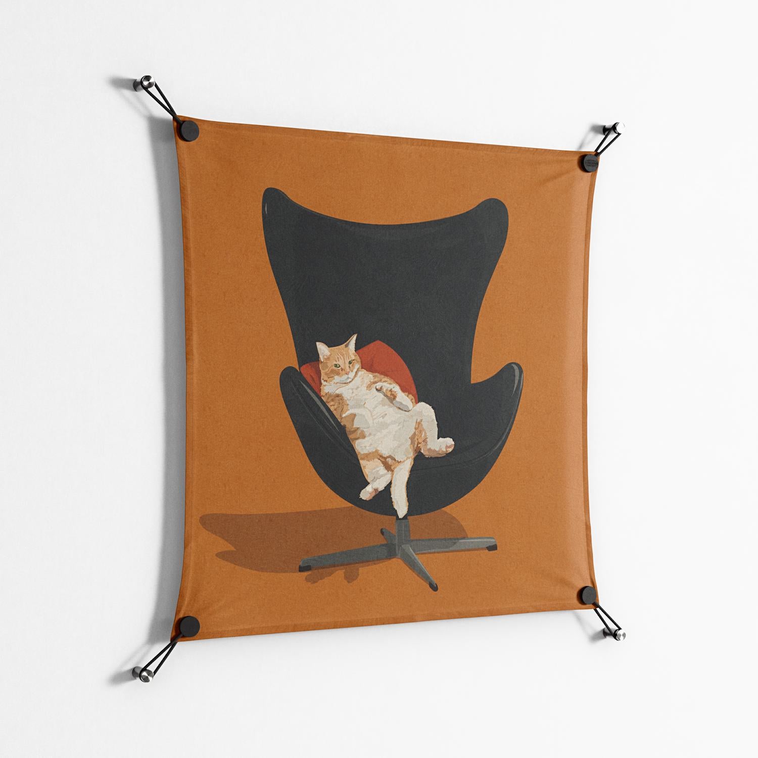 Cat in Chair B - Work On Wall - Kristin Eriksson - Black - 70 x 70 cm