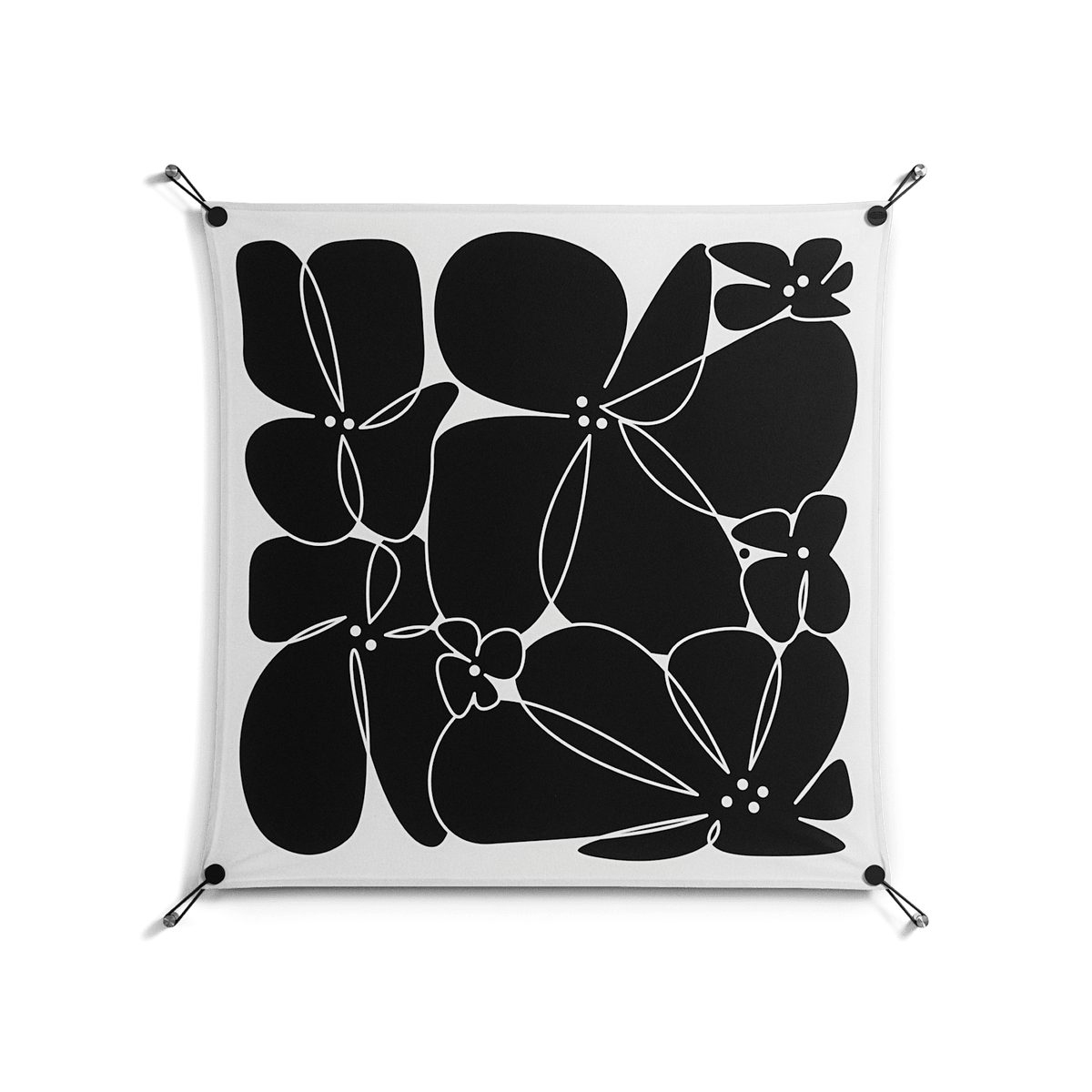 Black Flowers - Work On Wall - Konrad Blaszczyk - Black - 90 x 90 cm