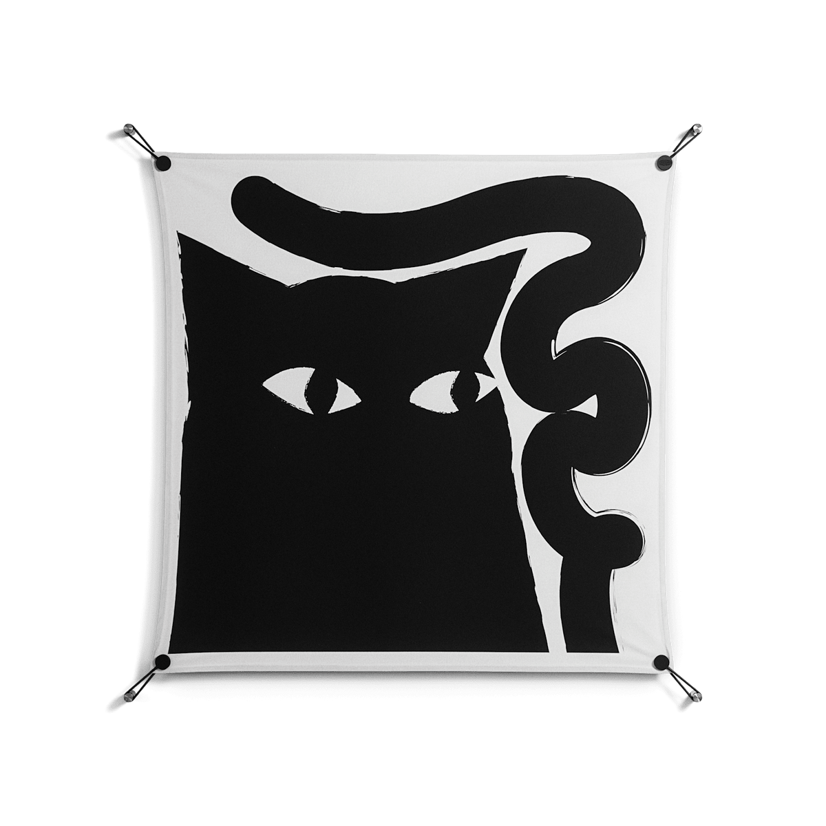 Black Cat - Work On Wall - Konrad Blaszczyk - Black - 90 x 90 cm