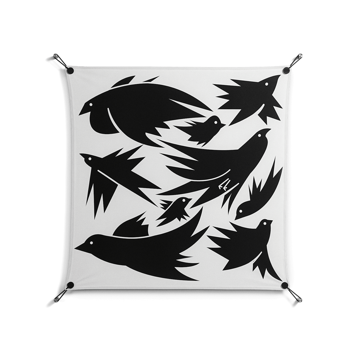 Black Birds - Work On Wall - Konrad Blaszczyk - Black - 90 x 90 cm