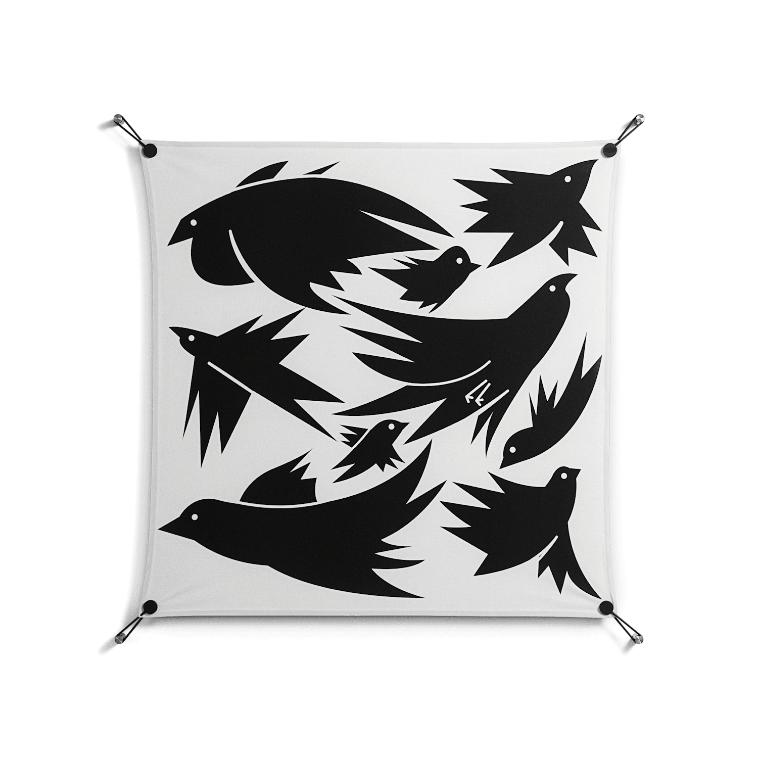 Black Birds - Work On Wall - Konrad Blaszczyk - Black - 90 x 90 cm