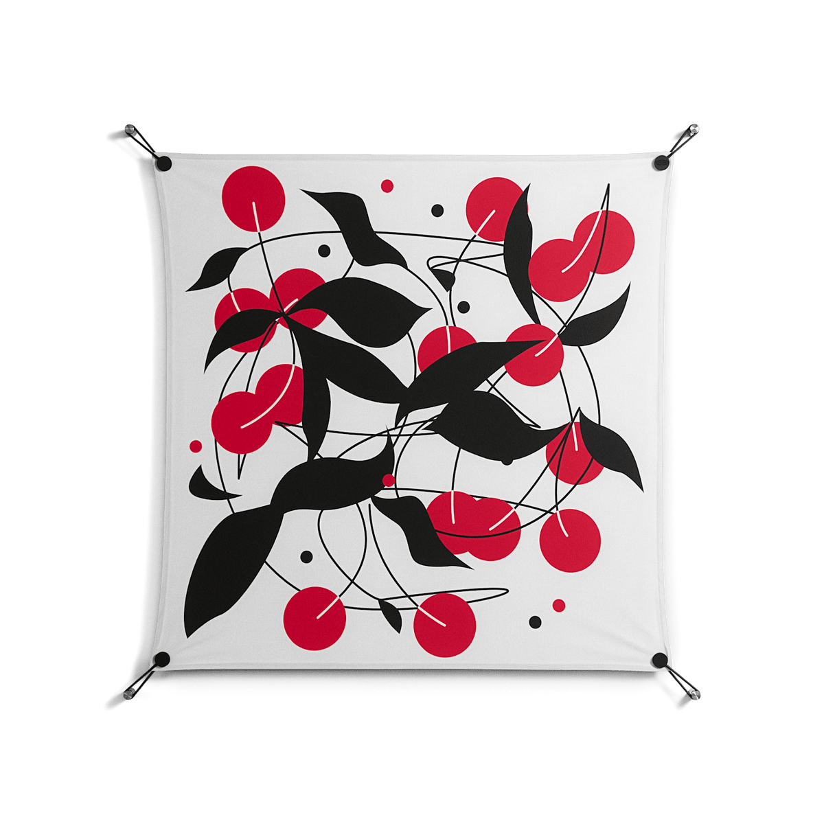 Cherry - Work On Wall - Konrad Blaszczyk - Black - 90 x 90 cm
