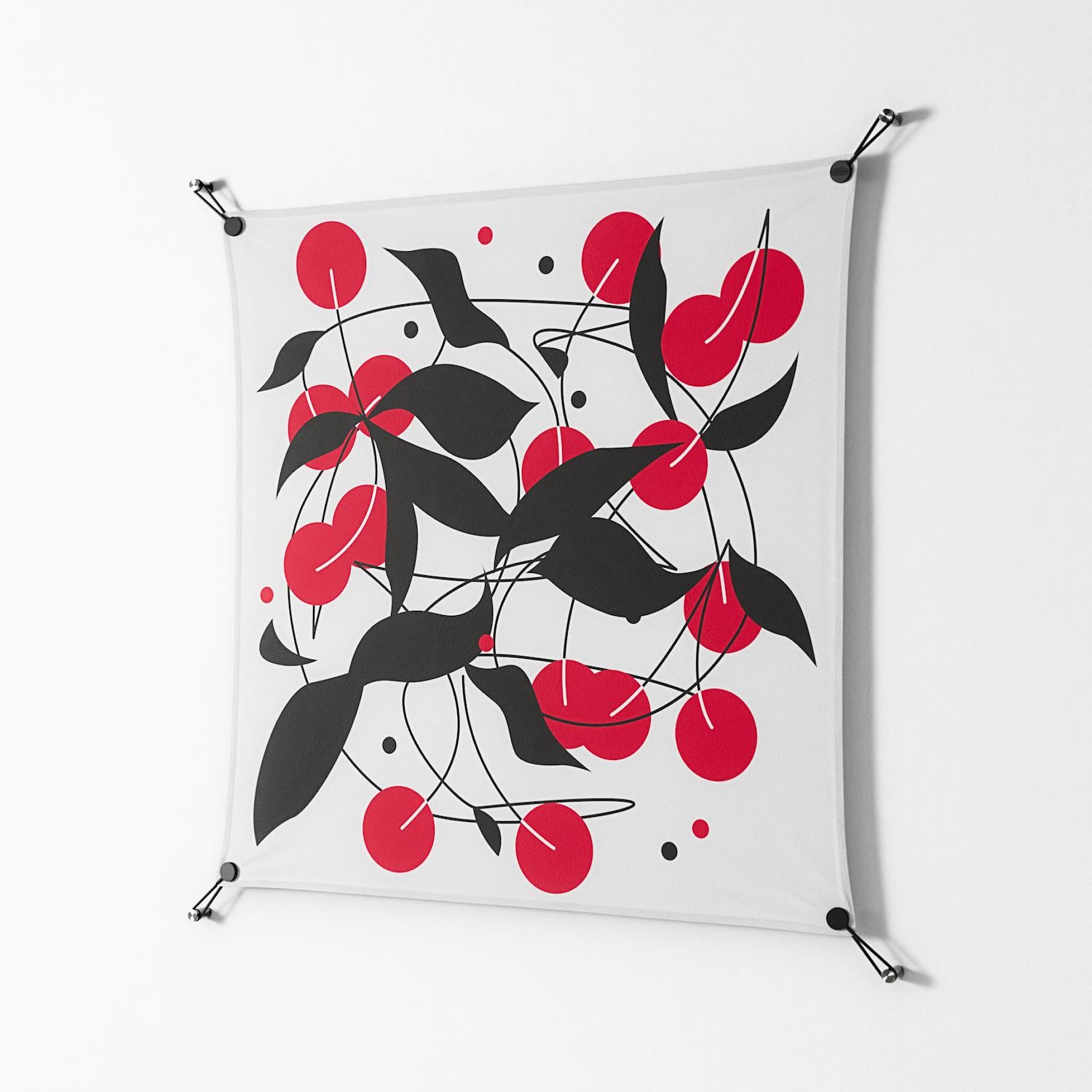 Cherry - Work On Wall - Konrad Blaszczyk - Black - 90 x 90 cm
