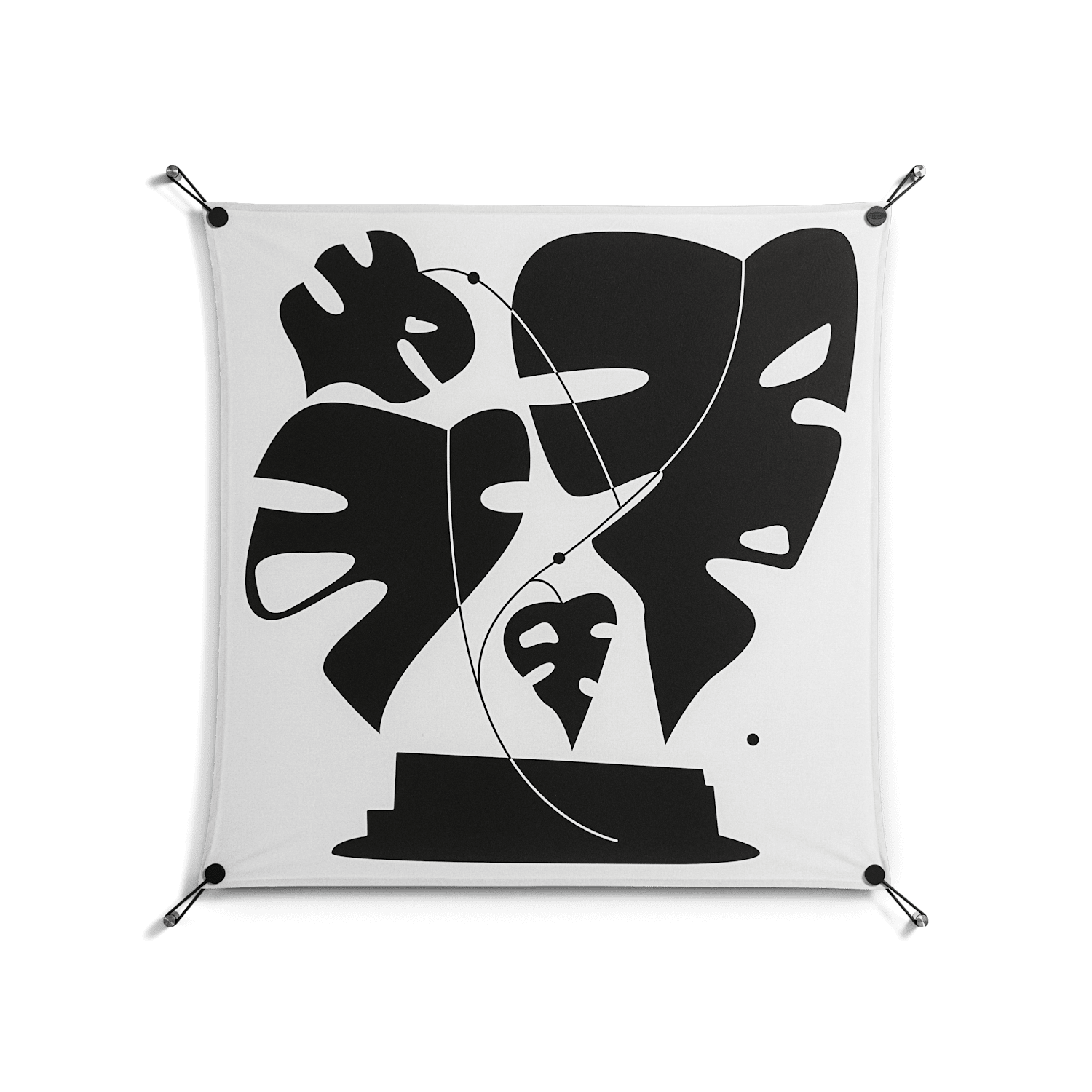 Monstera - Work On Wall - Konrad Blaszczyk - Black - 90 x 90 cm