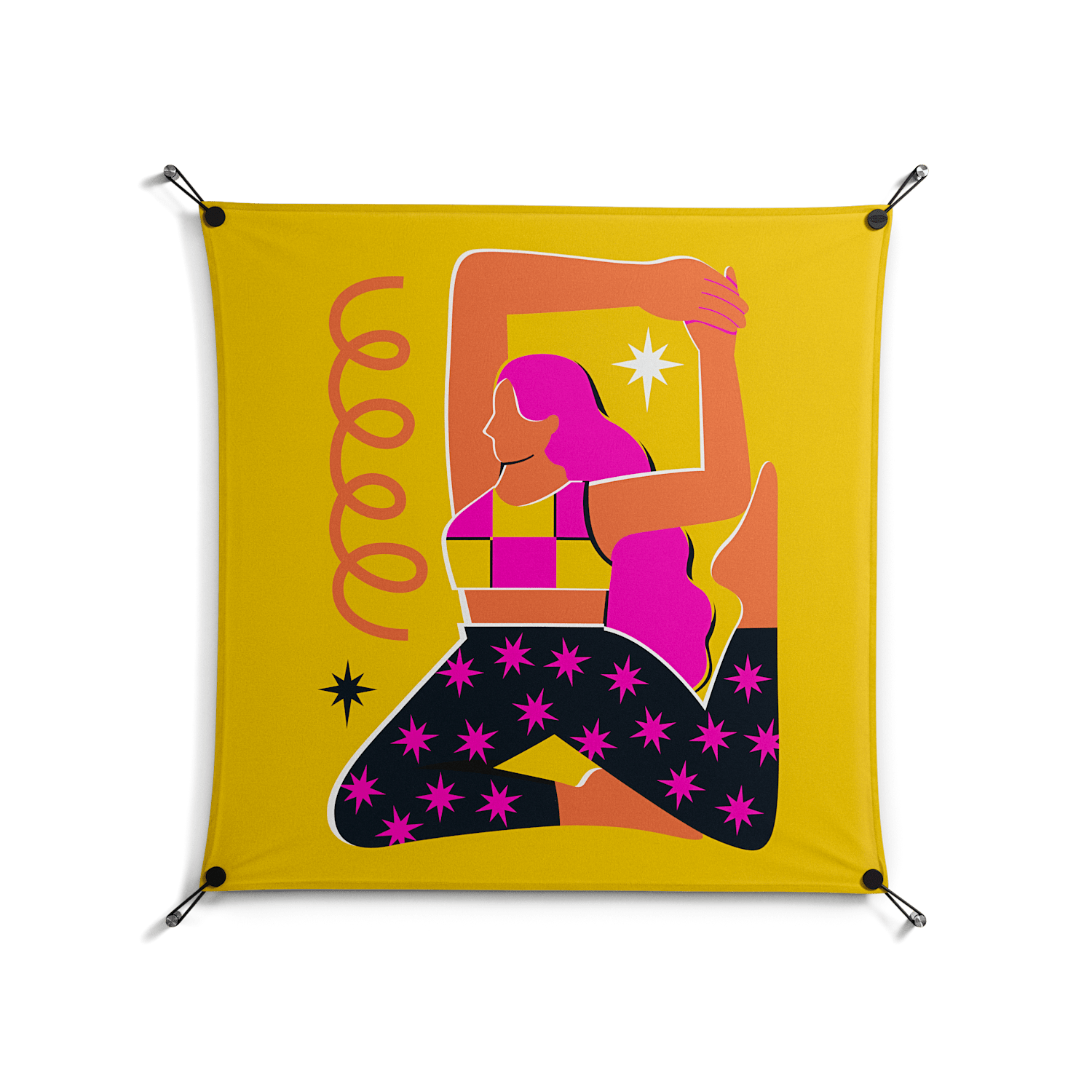 Yoga - Work on Wall - Heather Zhou - Black - 90 x 90 cm
