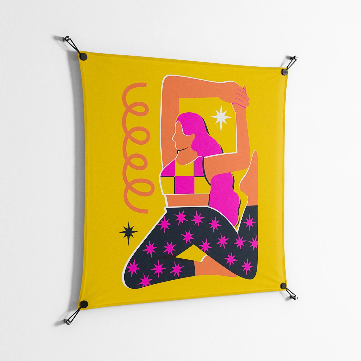 Yoga - Work on Wall - Heather Zhou - Black - 90 x 90 cm