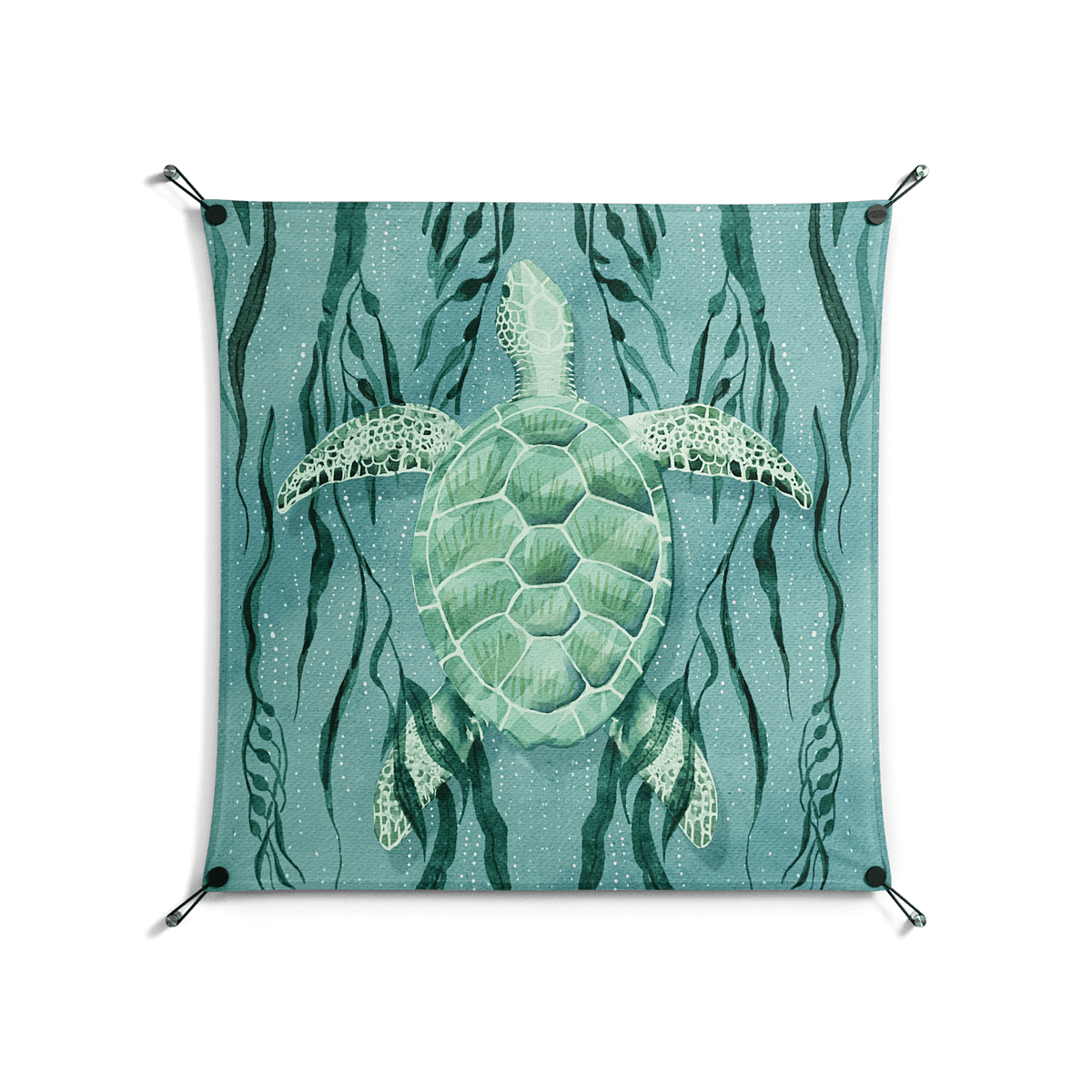 Turtle With Kelp - Work On Wall - Katie O’Shea - Black - 90 x 90 cm