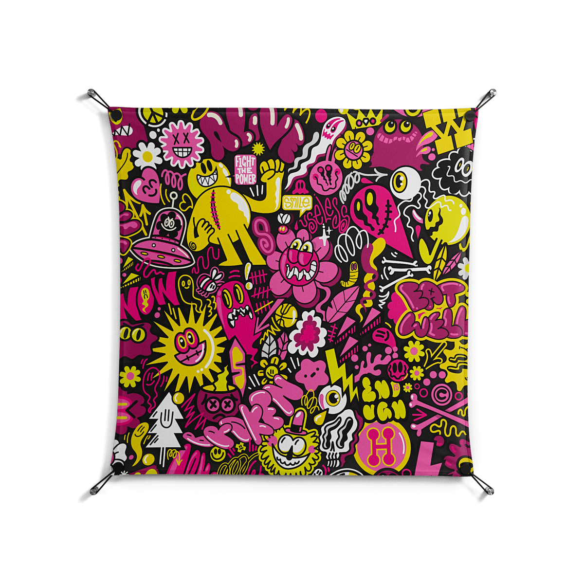 Pinky & Yellow - Work On Wall - Craig Watkins - Black - 90 x 90 cm