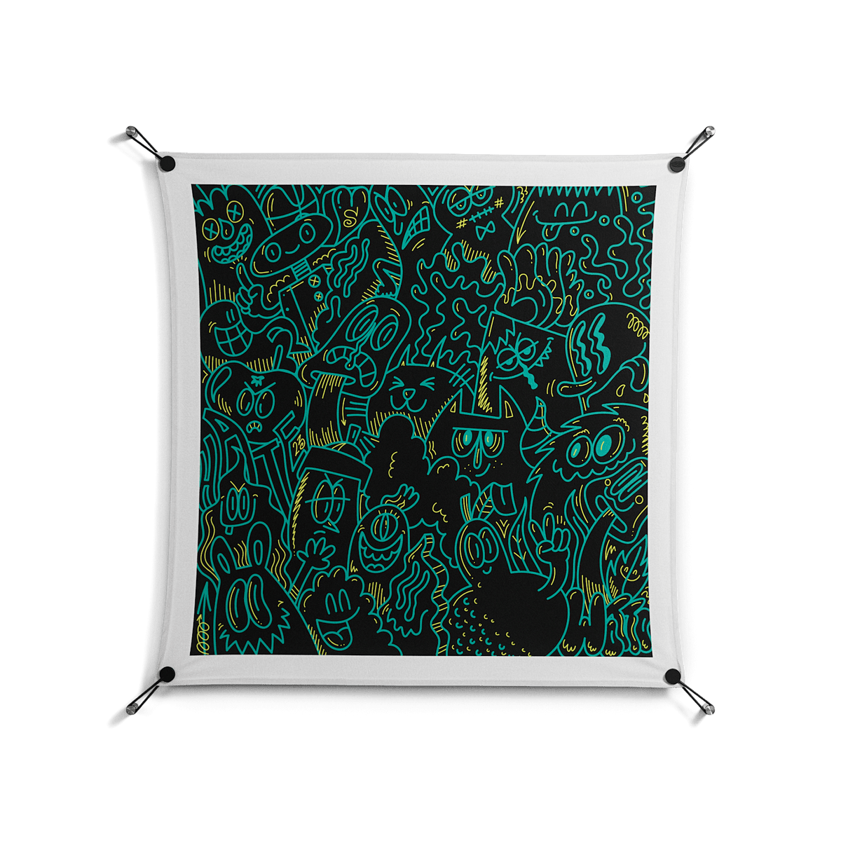 The Green Line - Work On Wall - Craig Watkins - Black - 90 x 90 cm