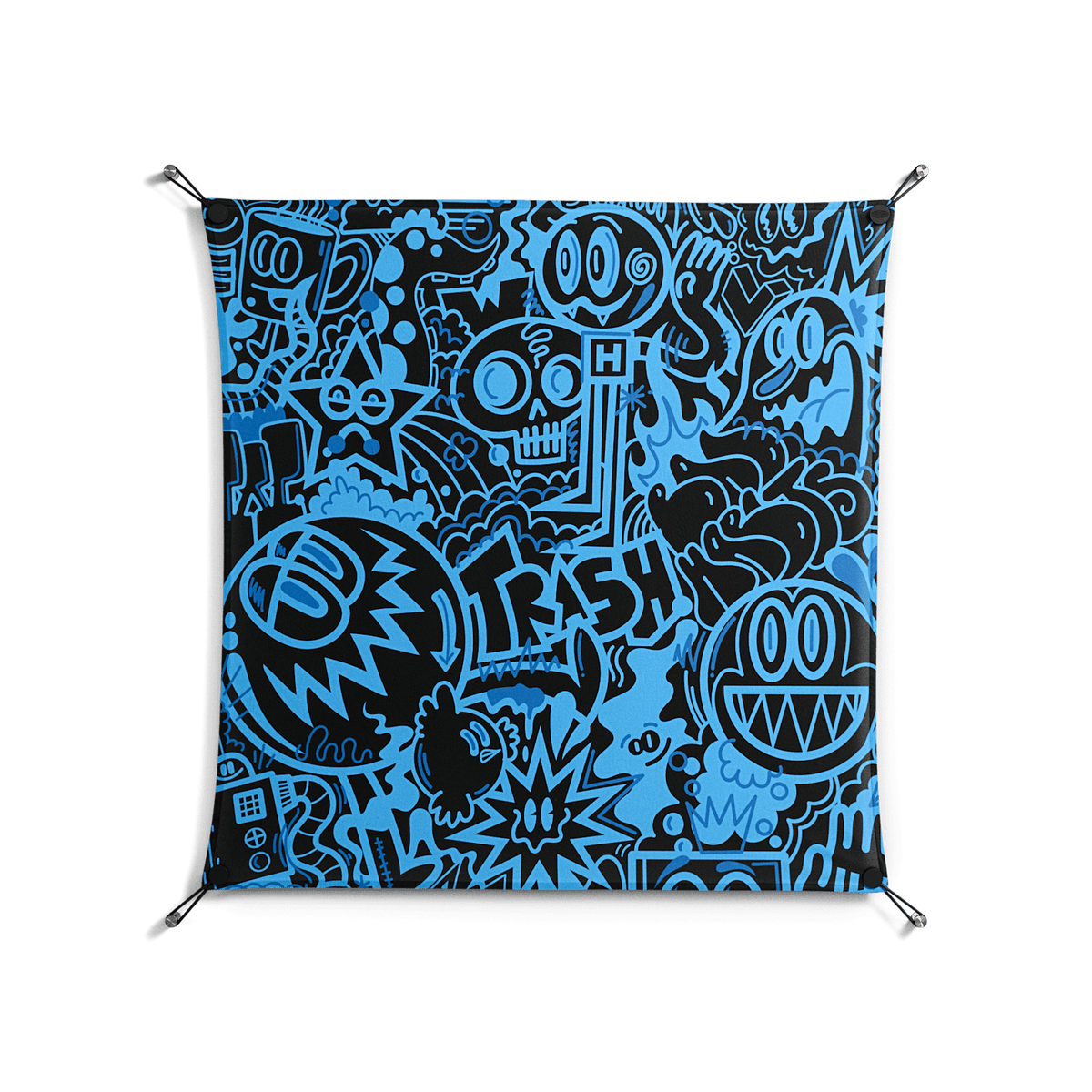 The Blue Line - Work On Wall - Craig Watkins - Black - 90 x 90 cm
