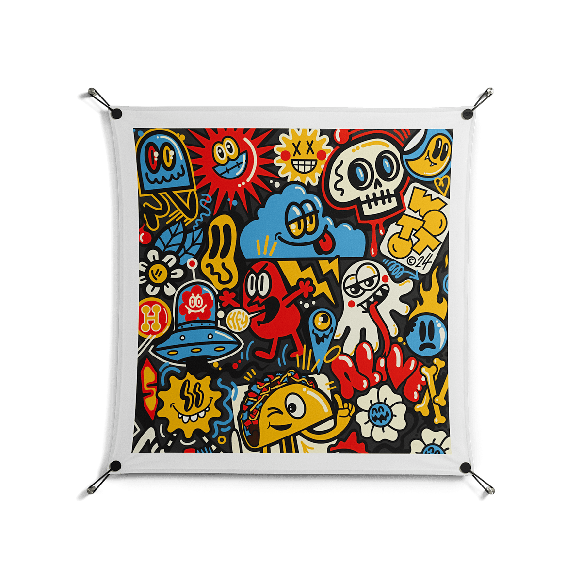 Vector Hell - Work On Wall - Craig Watkins - Black - 90 x 90 cm