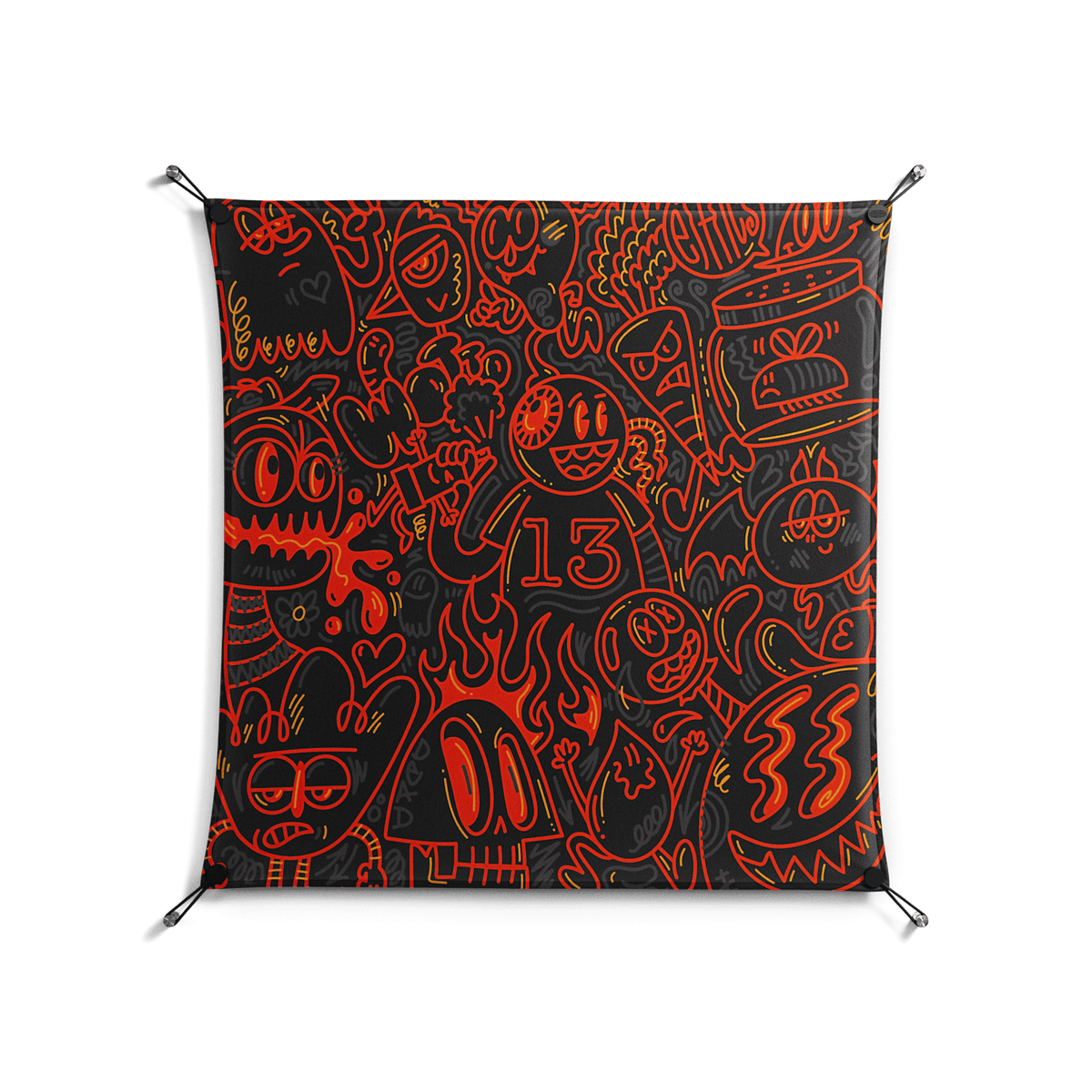 Wottosque Red - Work On Wall - Craig Watkins - Black - 90 x 90 cm
