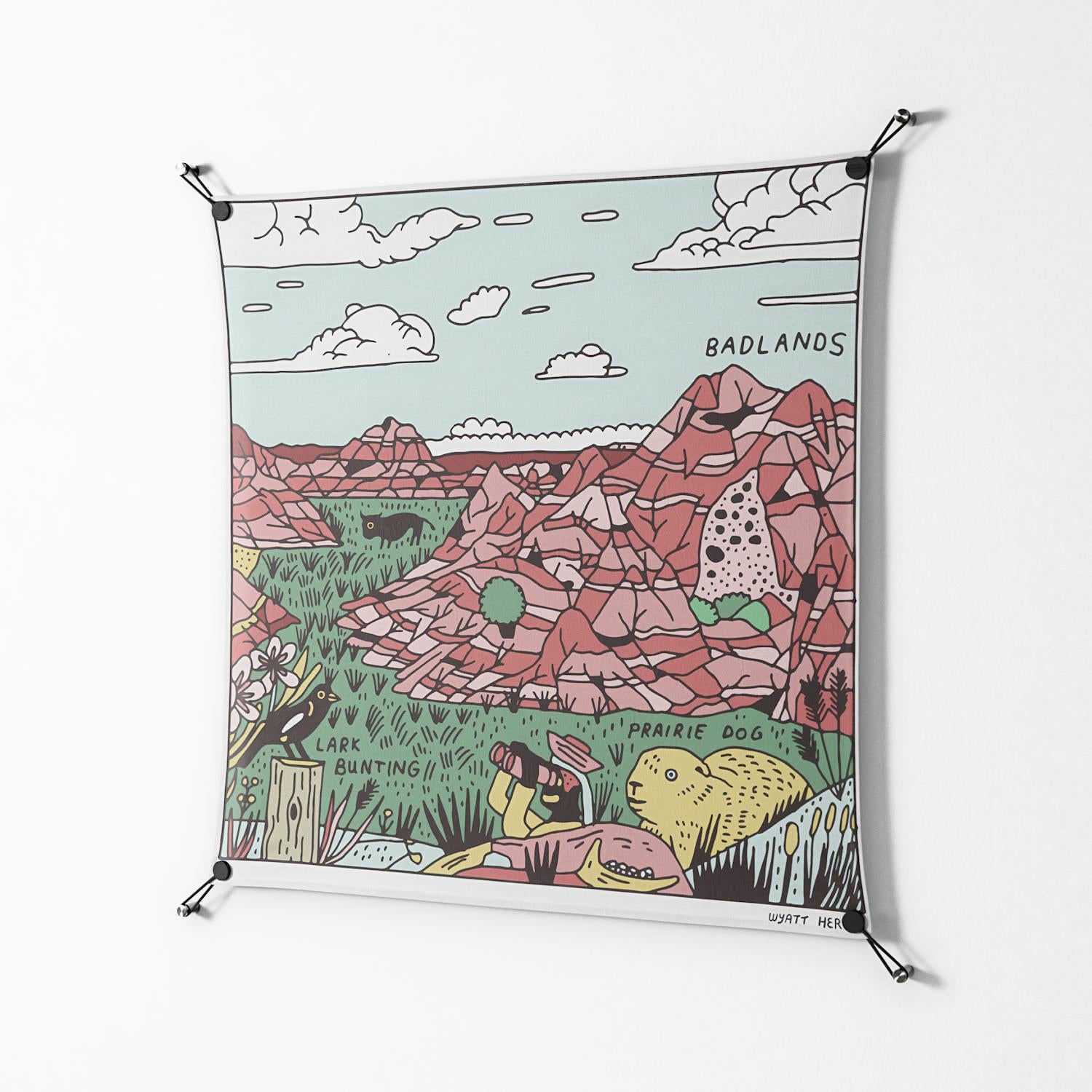 Badlands - Work On Wall - Wyatt Hersey - Black - 90 x 90 cm