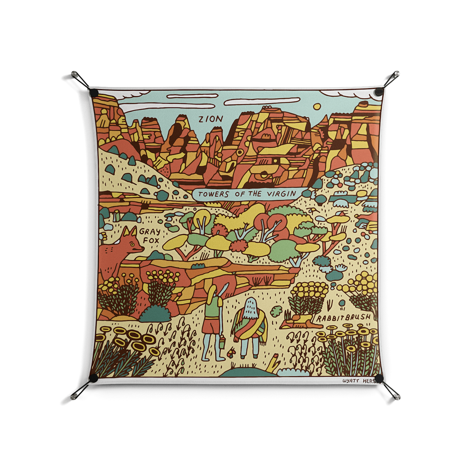 Zion - Work On Wall - Wyatt Hersey - Black - 90 x 90 cm