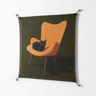 Cat in Chair A - Work On Wall - Kristin Eriksson - Black - 90 x 90 cm