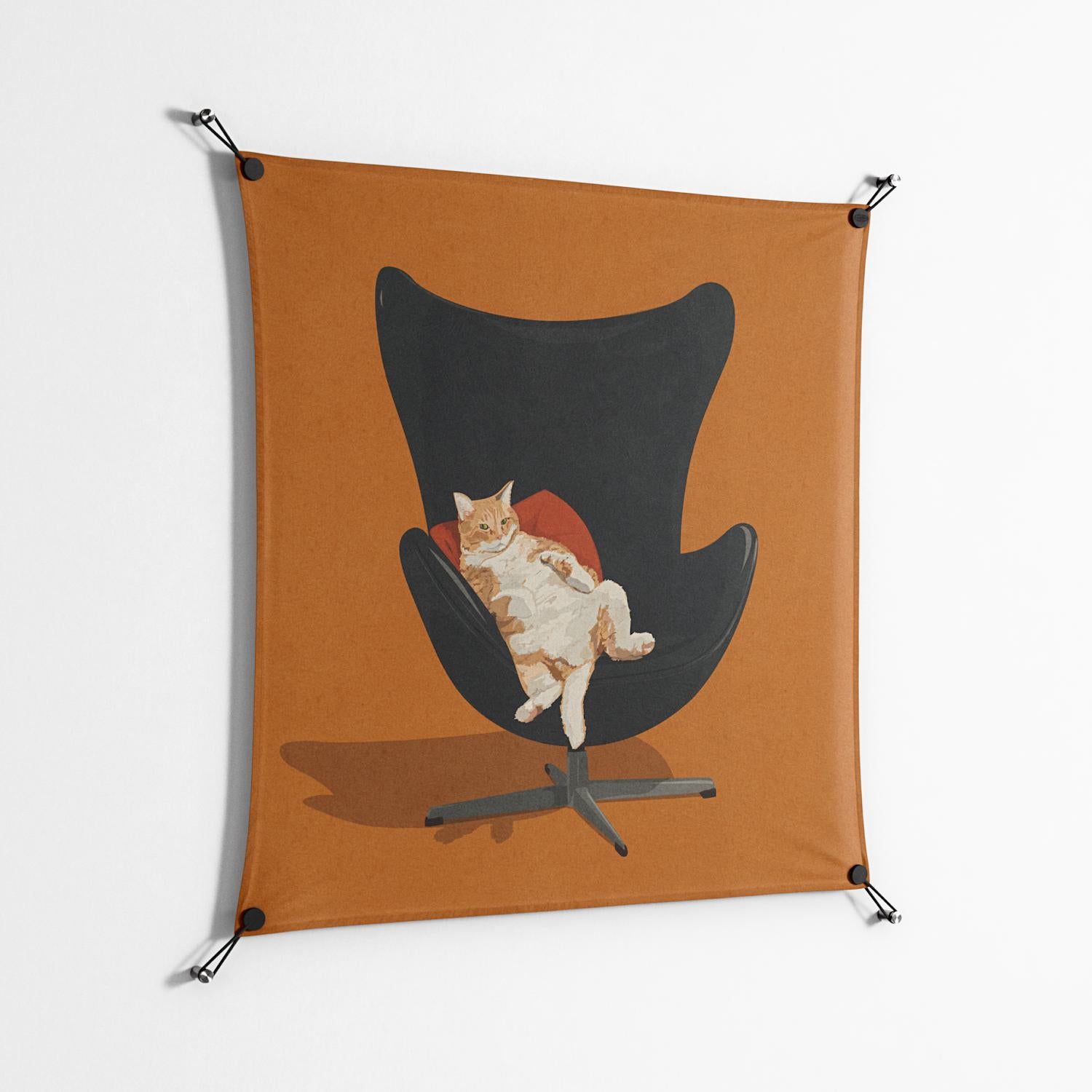 Cat in Chair B - Work On Wall - Kristin Eriksson - Black - 90 x 90 cm
