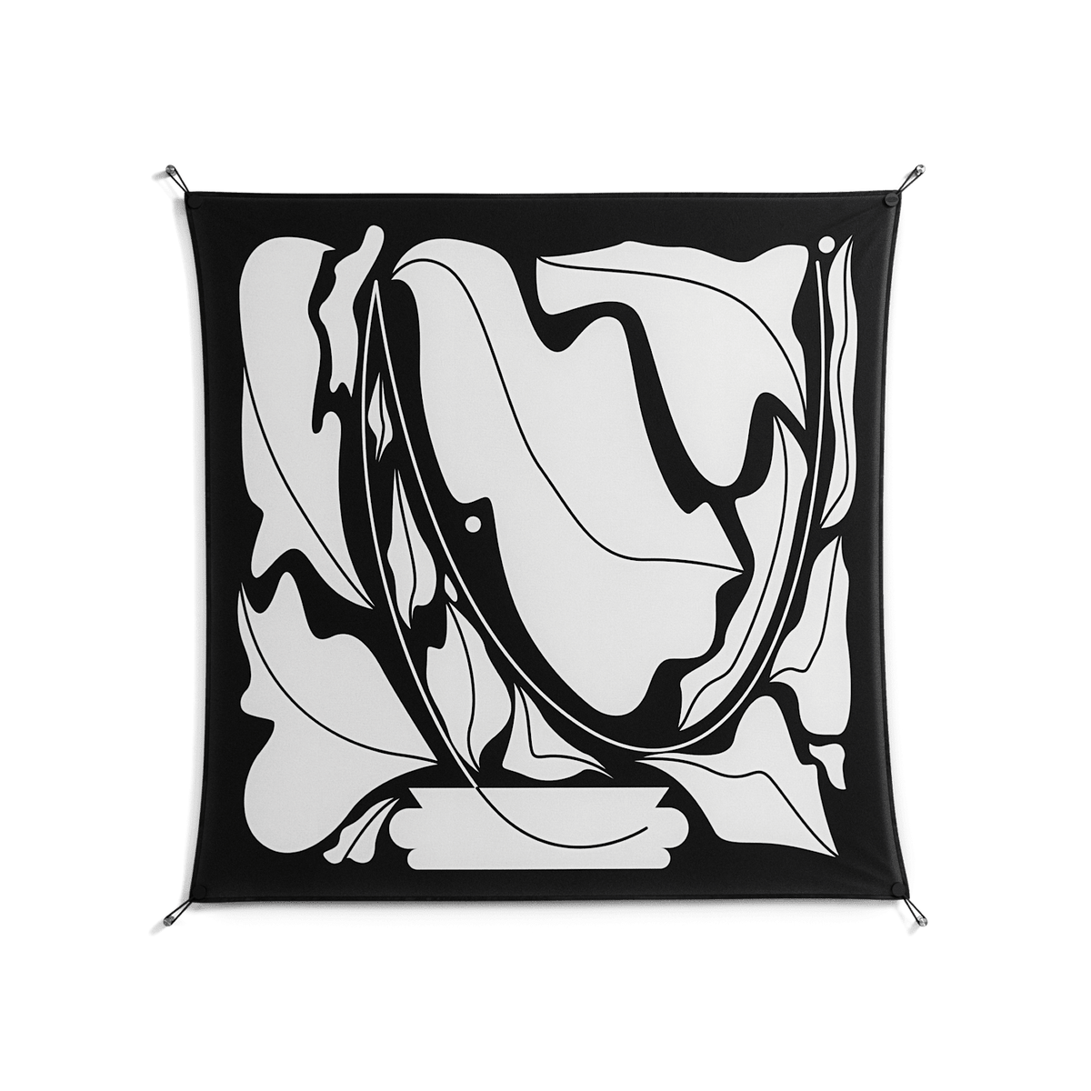 White Flowers - Work On Wall - Konrad Blaszczyk - Black - 140 x 140 cm