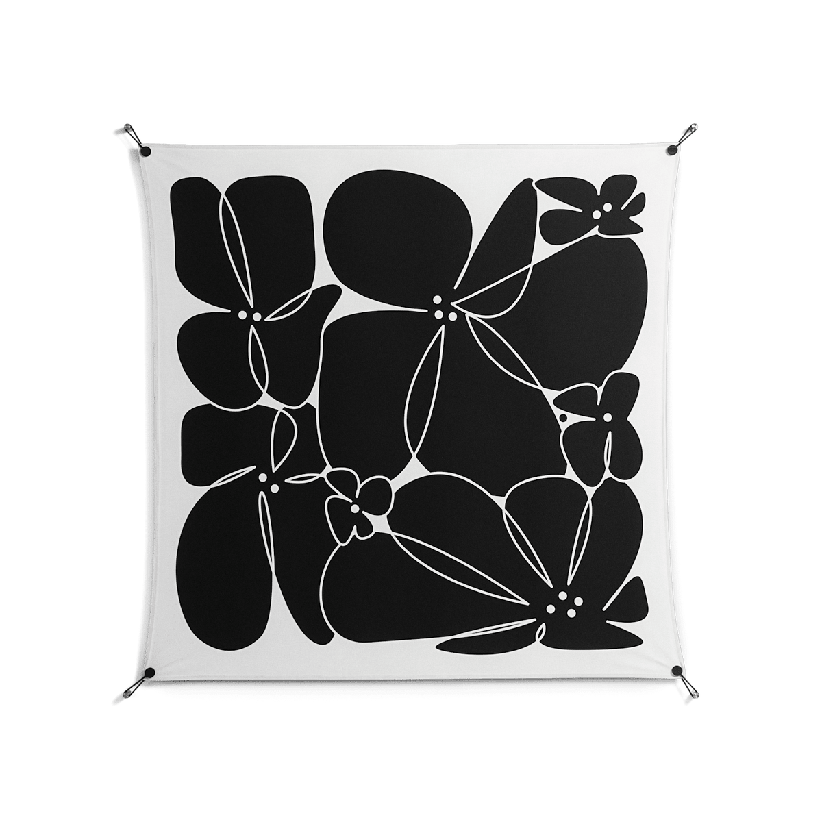 Black Flowers - Work On Wall - Konrad Blaszczyk - Black - 140 x 140 cm
