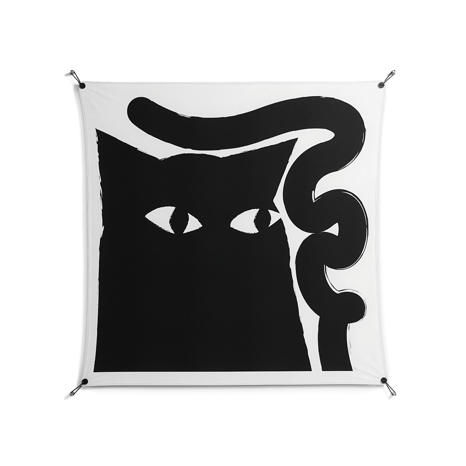 Black Cat - Work On Wall - Konrad Blaszczyk - Black - 140 x 140 cm