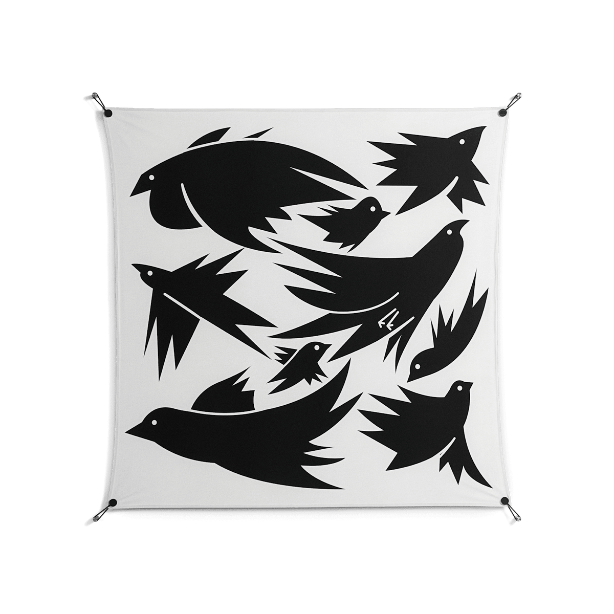Black Birds - Work On Wall - Konrad Blaszczyk - Black - 140 x 140 cm