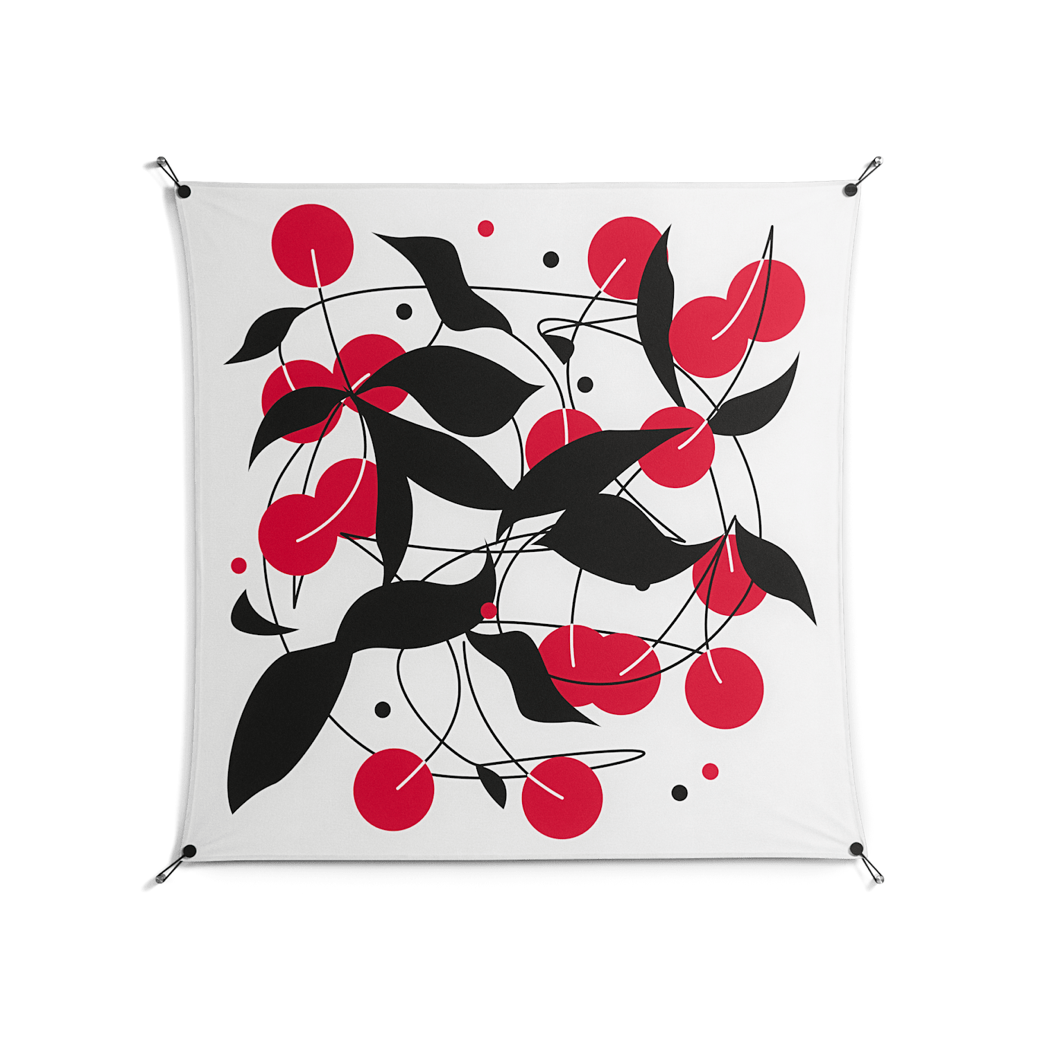 Cherry - Work On Wall - Konrad Blaszczyk - Black - 140 x 140 cm