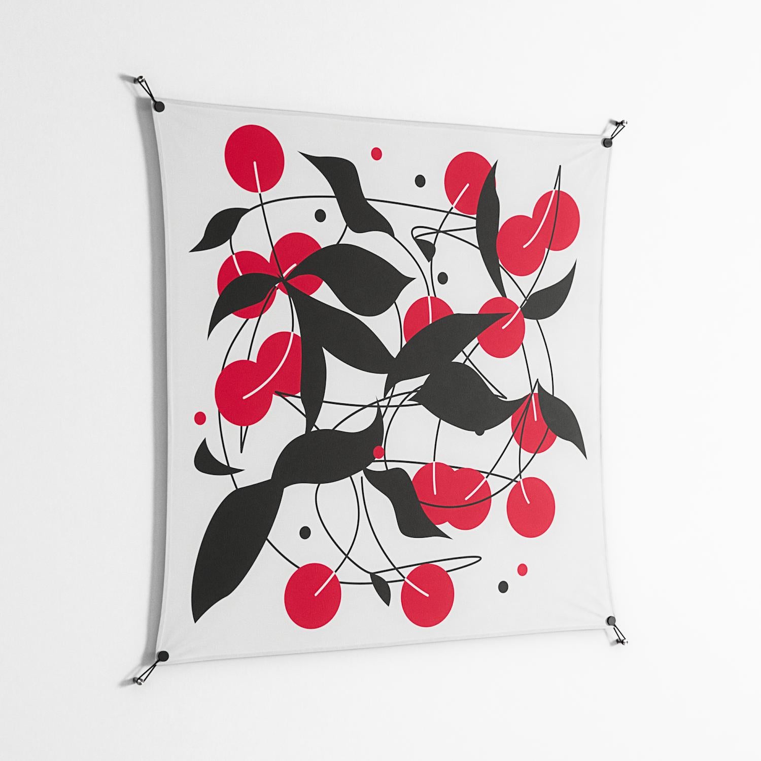 Cherry - Work On Wall - Konrad Blaszczyk - Black - 140 x 140 cm