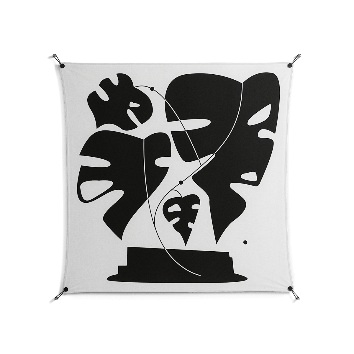 Monstera - Work On Wall - Konrad Blaszczyk - Black - 140 x 140 cm