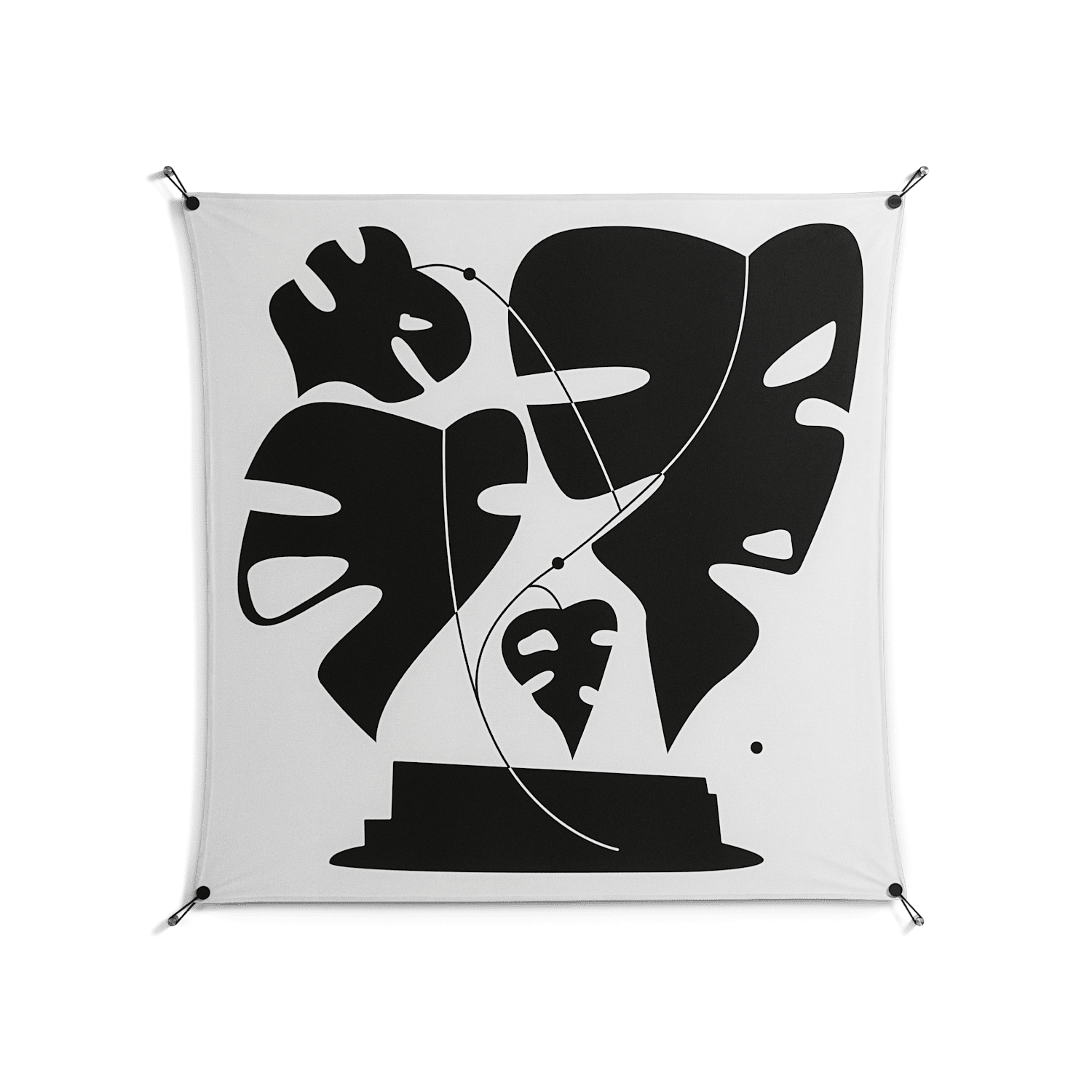 Monstera - Work On Wall - Konrad Blaszczyk - Black - 140 x 140 cm