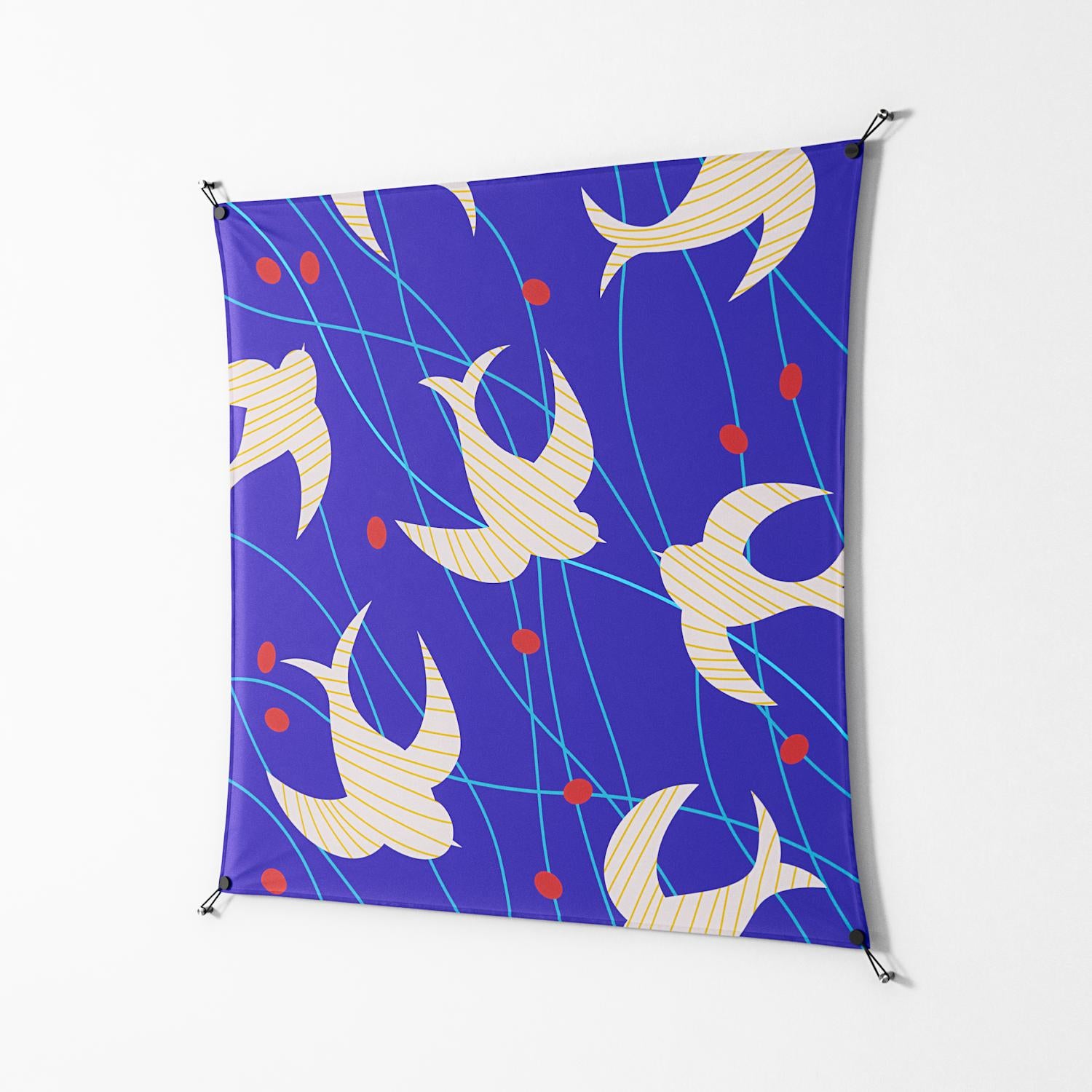 Birds A - Work On Wall - Heather Zhou - Black - 140 x 140 cm