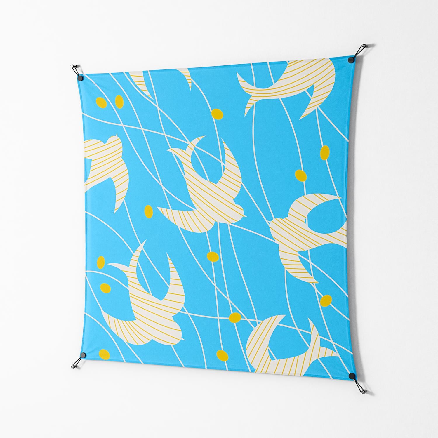 Birds B - Work On Wall - Heather Zhou - Black - 140 x 140 cm