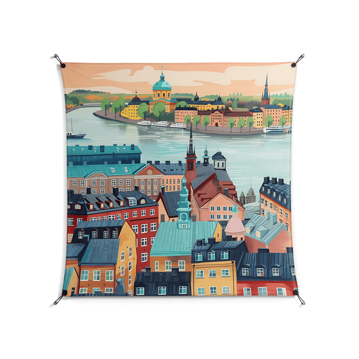 Gamla Stan - Work On Wall - Nur Rydberg - Black - 140 x 140 cm