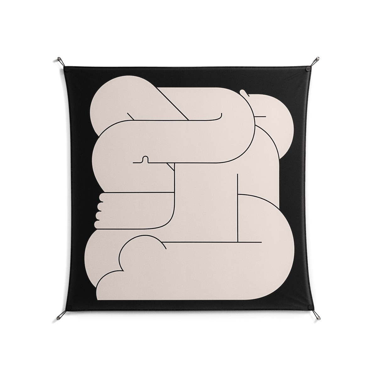 Hug 1 - Work On Wall - Andrea Devia-Nuño - Black - 140 x 140 cm