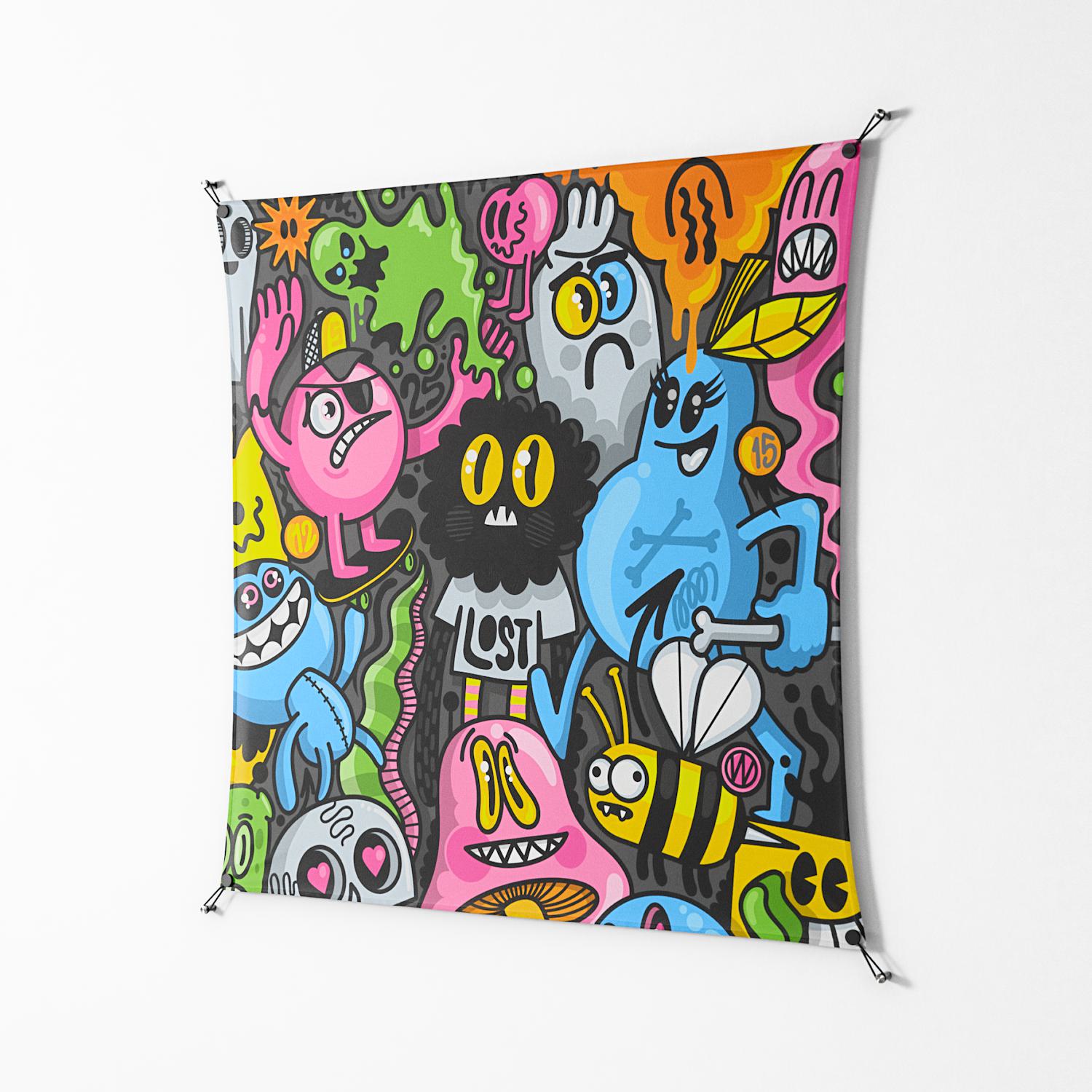 All The Good Guys - Work On Wall - Craig Watkins - Black - 140 x 140 cm
